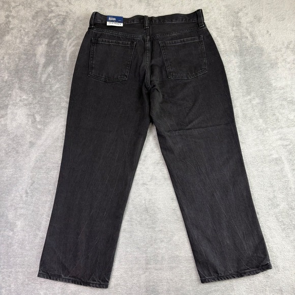 Old Navy Womens 8 Black Wash Distressed Jeans High Rise Slouchy Straight NWT - Picture 1 of 10